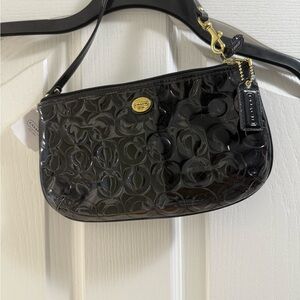 Coach Black Embossed Patent Leather Wristlet